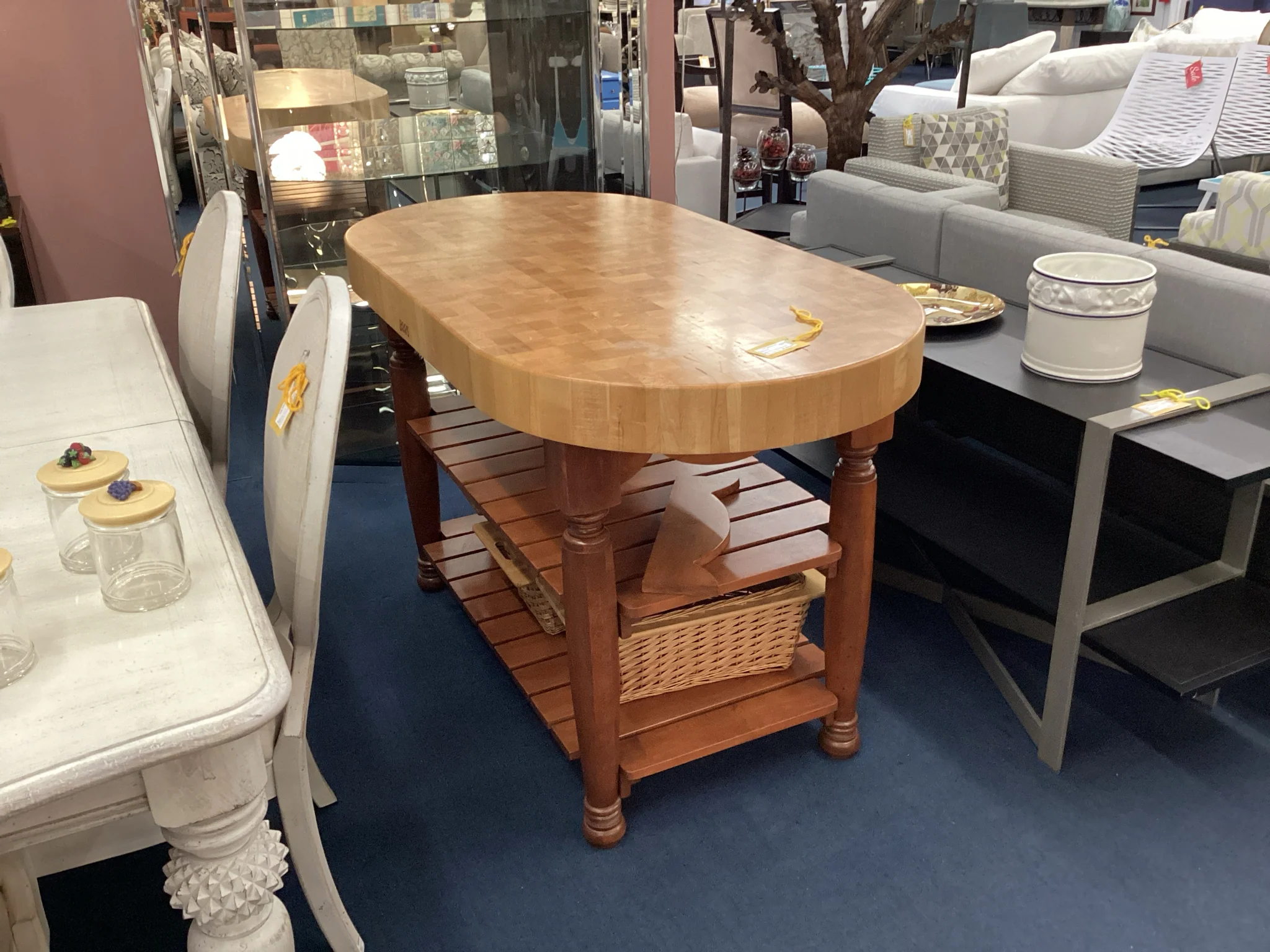 Boos Butcher Block Kitchen Island With Three Baskets - Image 2