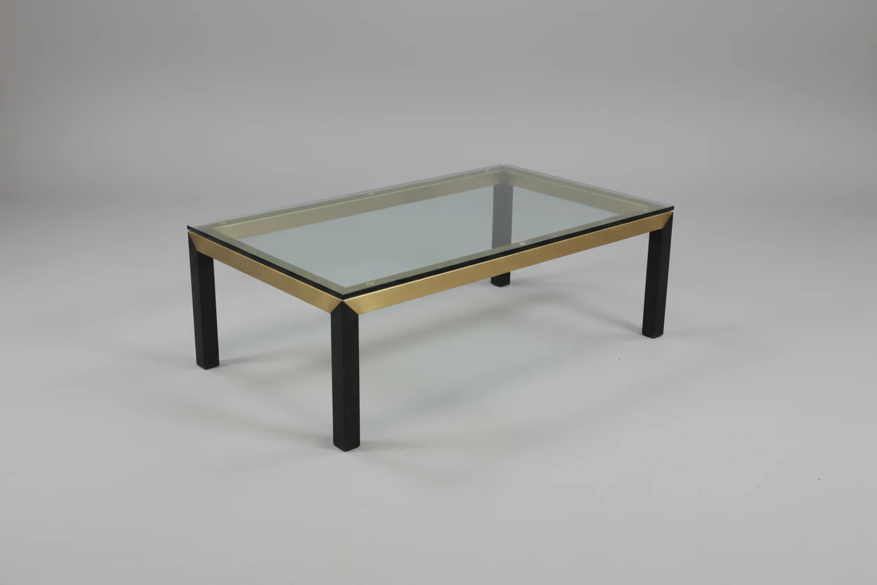 Brass Base Coffee Table With Glass Top
