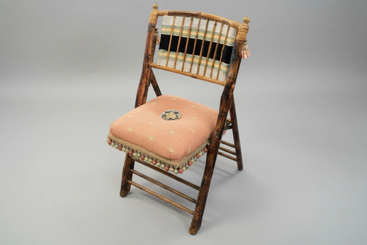 Burnt Bamboo Shabby Chic Folding Chair
