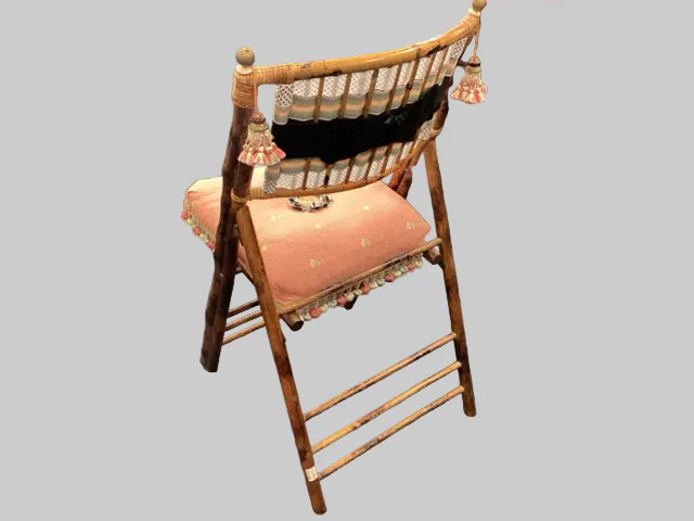 Burnt Bamboo Shabby Chic Folding Chair - Image 3