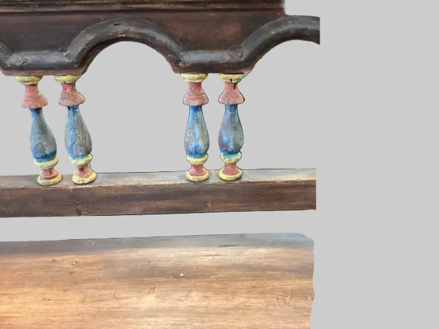 Carved Painted Bench - Image 2