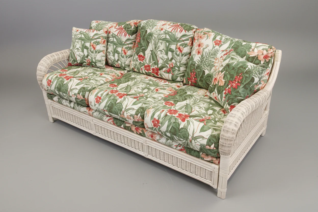 Cream Living Room Sleeper Sofa With Floral Print