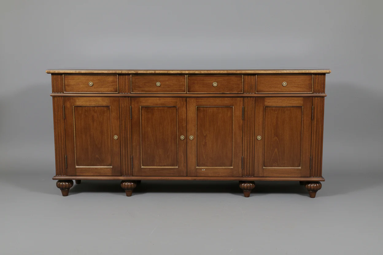 Dark Wood Credenza With Gold Trim