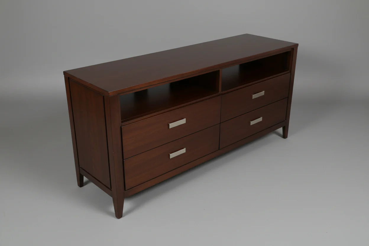Dark Wood Four Drawer Media Cabinet
