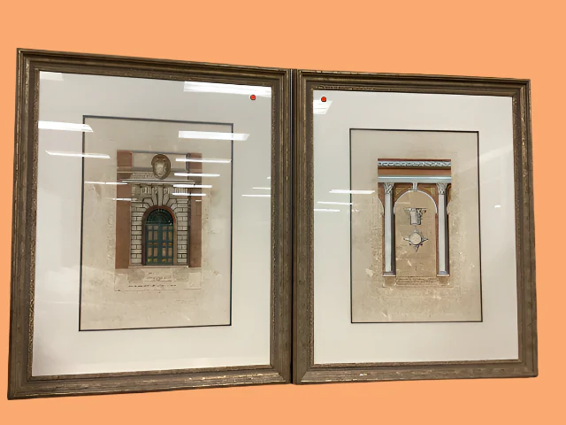 Framed Art Italian Architecture Prints - Pair