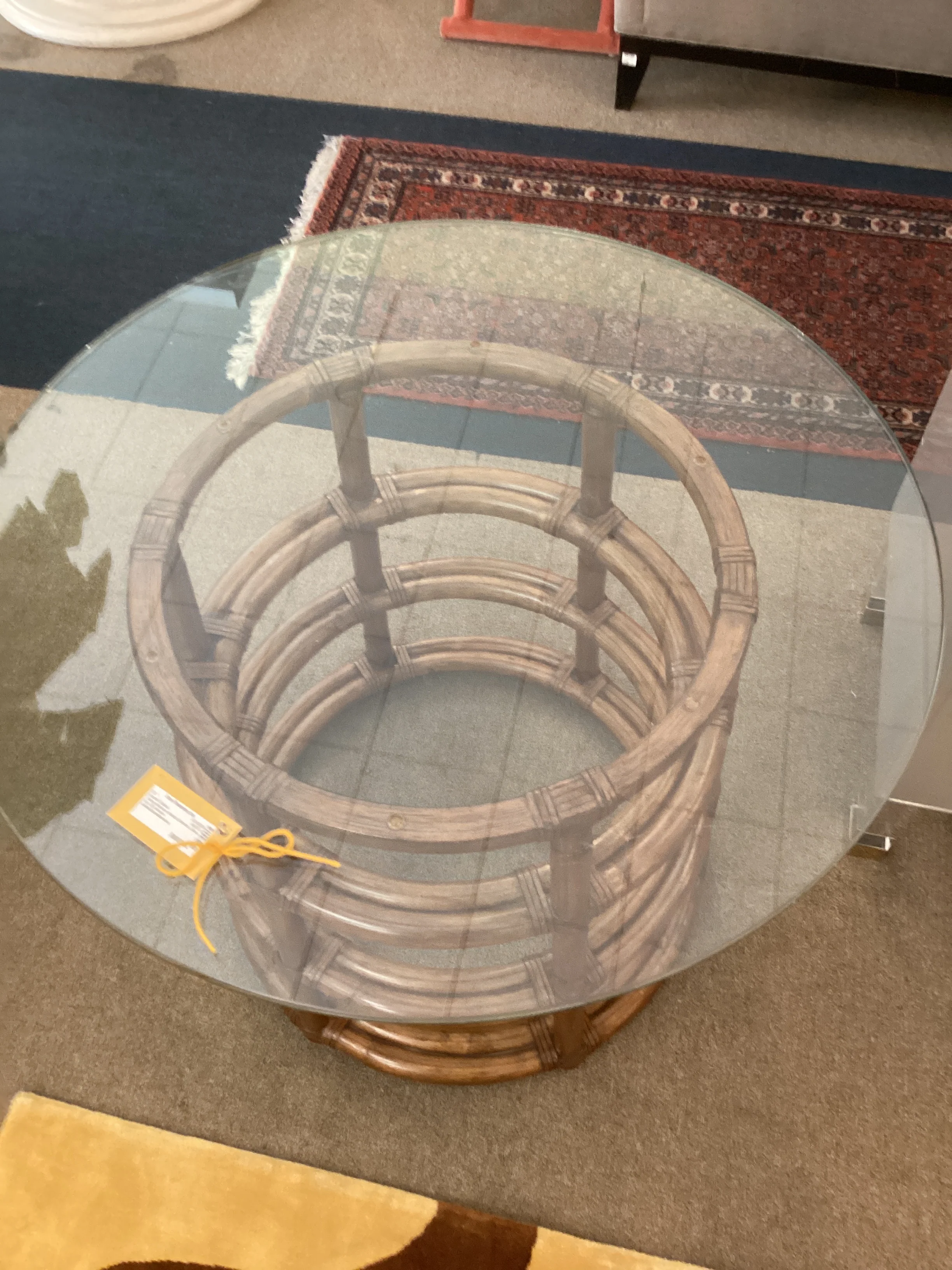 Glass Top Bamboo Base Accent Table - Image 2