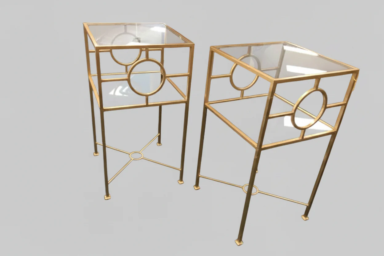 Glass Top End Table Pair