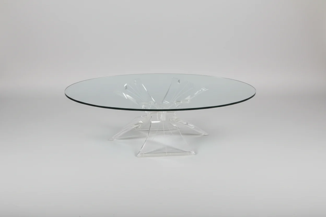Glass Top Lucite Coffee Table
