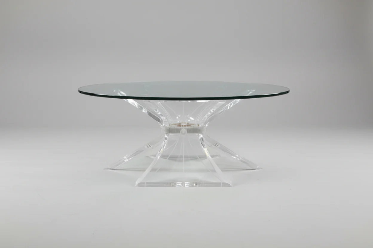 Glass Top Lucite Coffee Table - Image 2