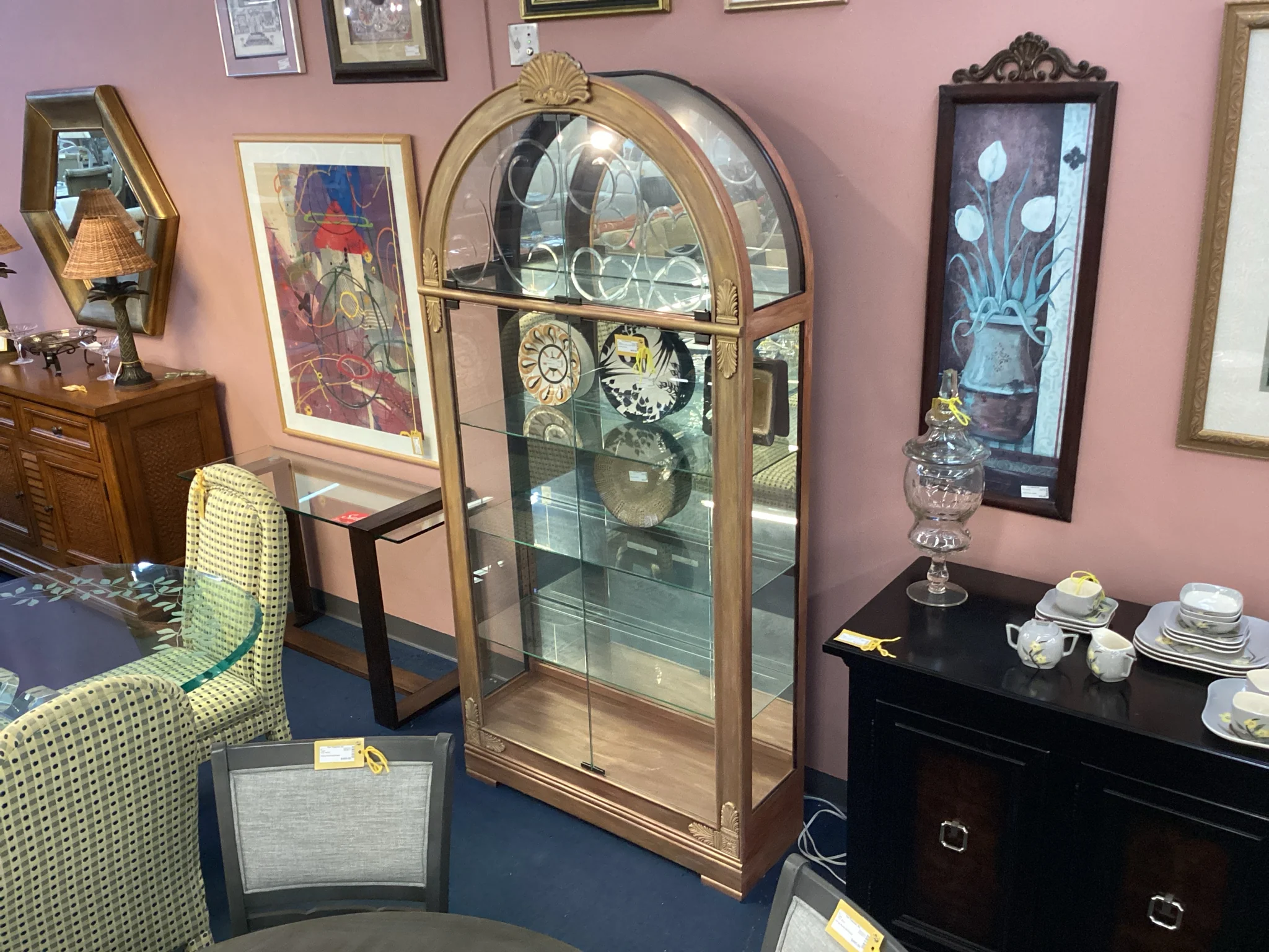 Gold Arched Curio Cabinet - Image 2