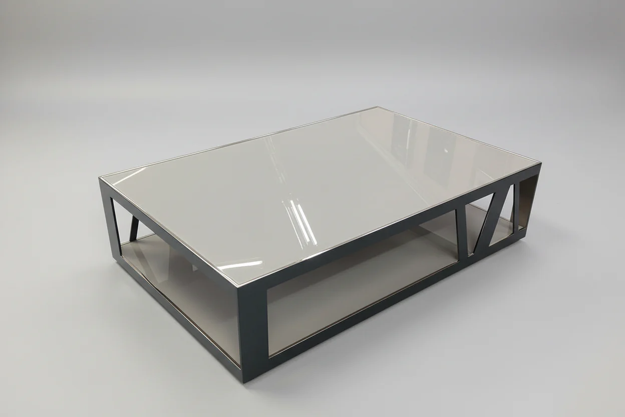 Gray Glass And Chrome Coffee Table