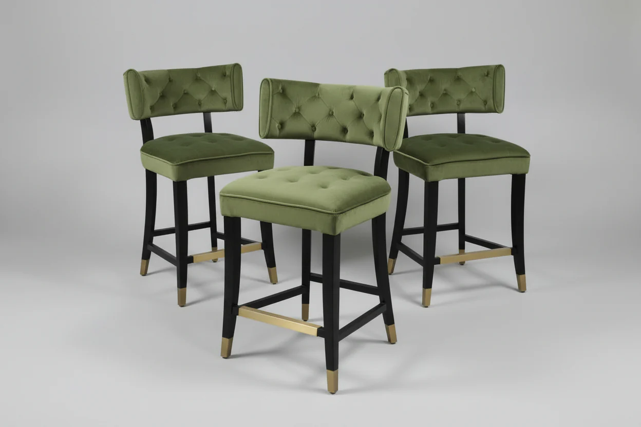 Green Counter Stools  Set of 3