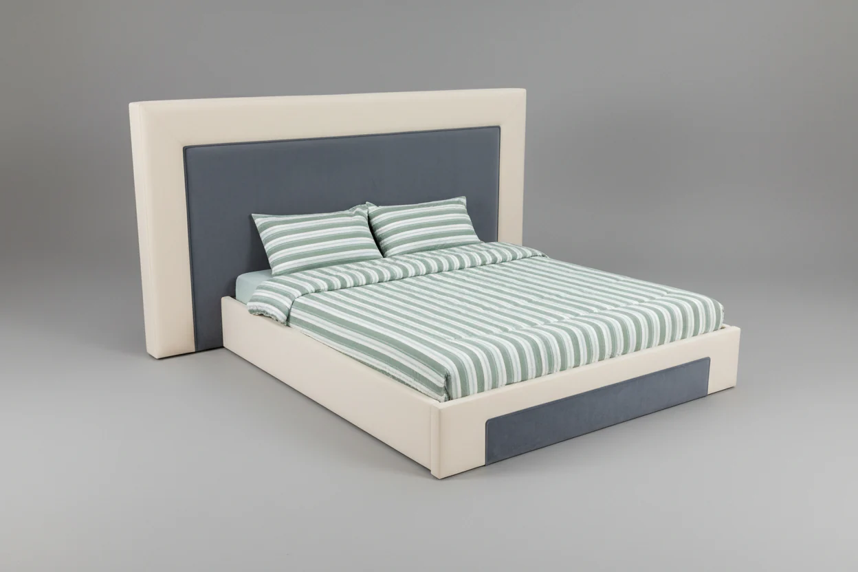 King Size Blue And Cream Bed