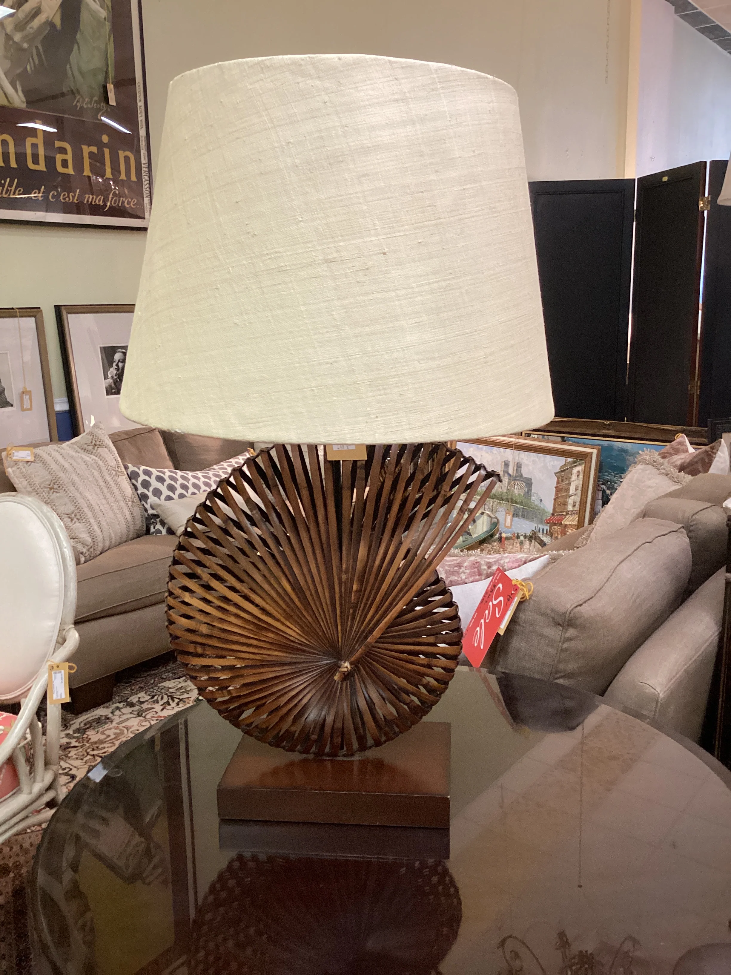 Large Rattan Shell Lamp - Image 3