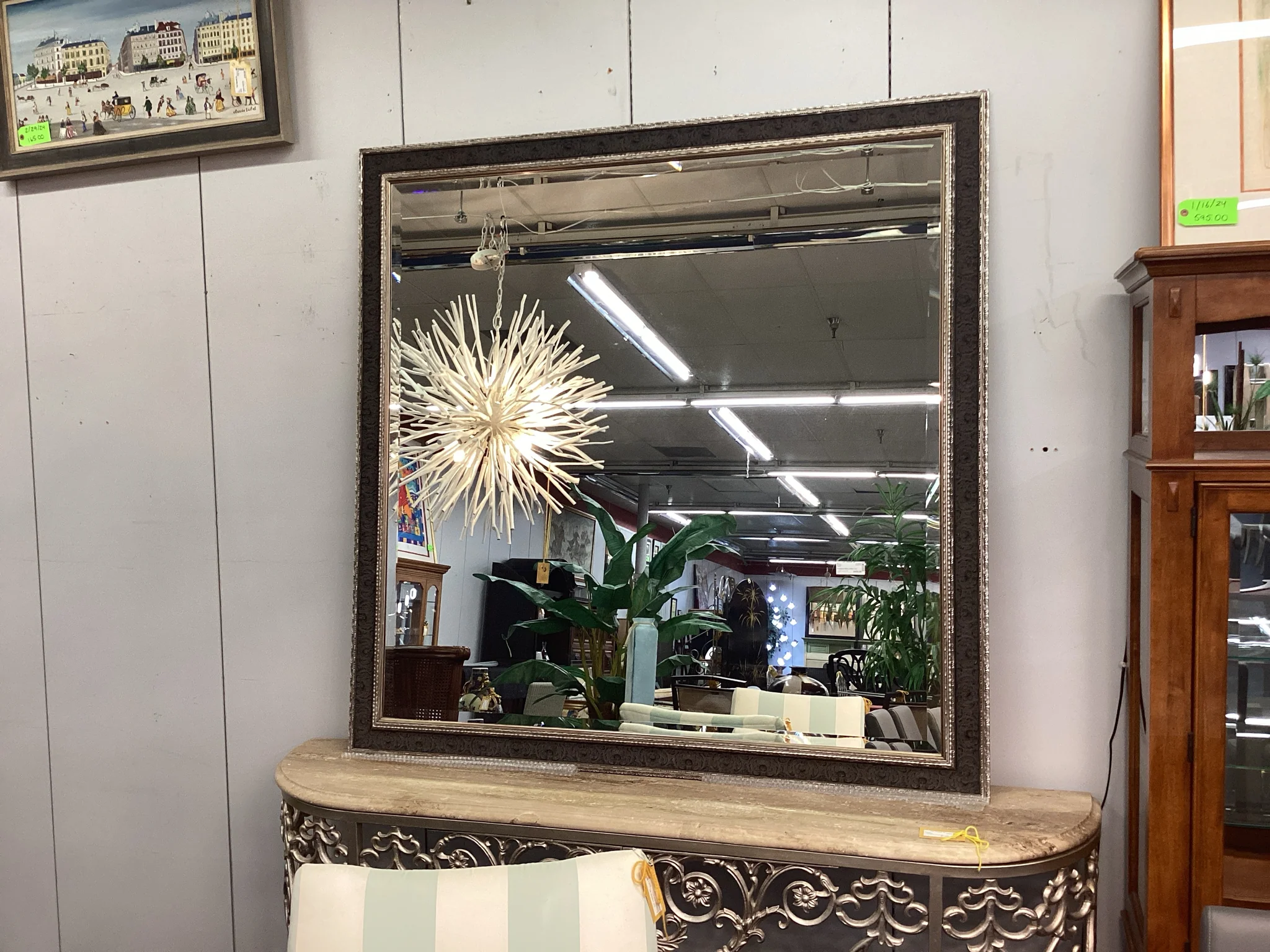 Large Silver Trim Square Mirror - Image 2