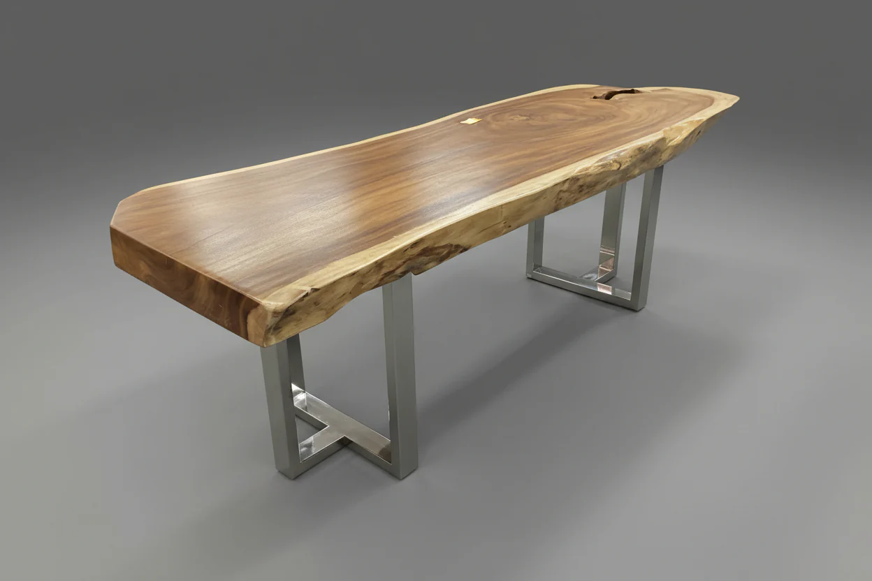 Live Edge Table On Chrome Base