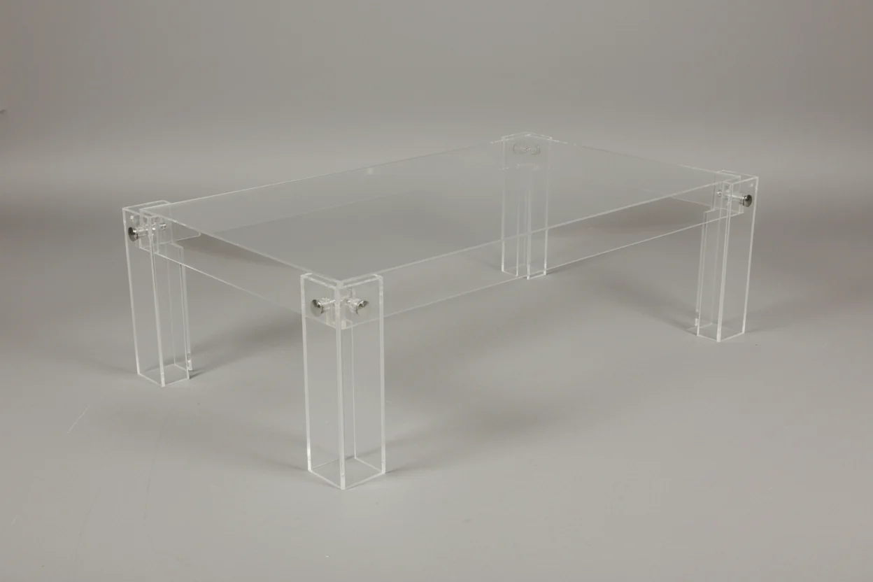 Lucite And Glass Coffee Table