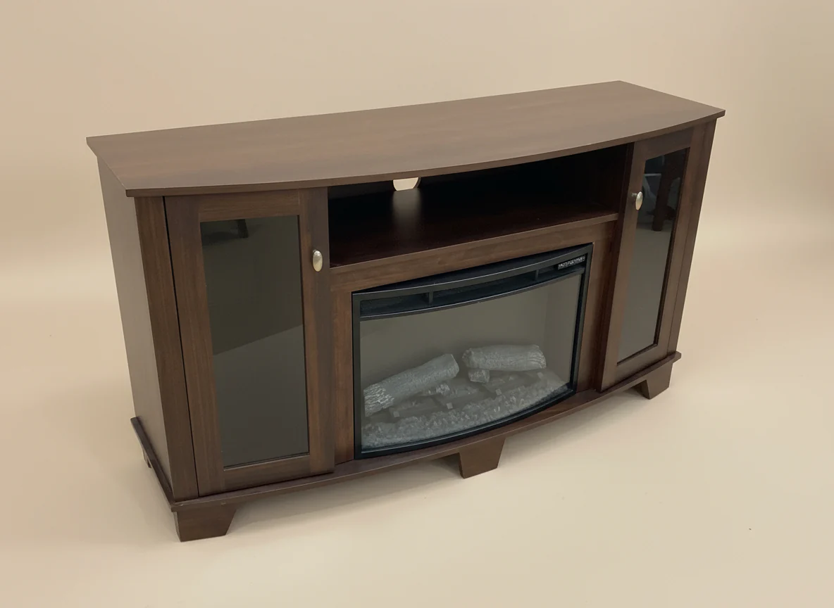 Medium Wood Two Door Fireplace