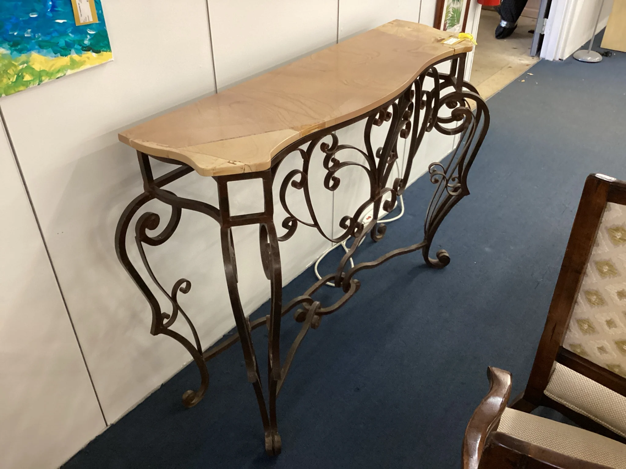 Metal Base Stone Top Console - Image 2