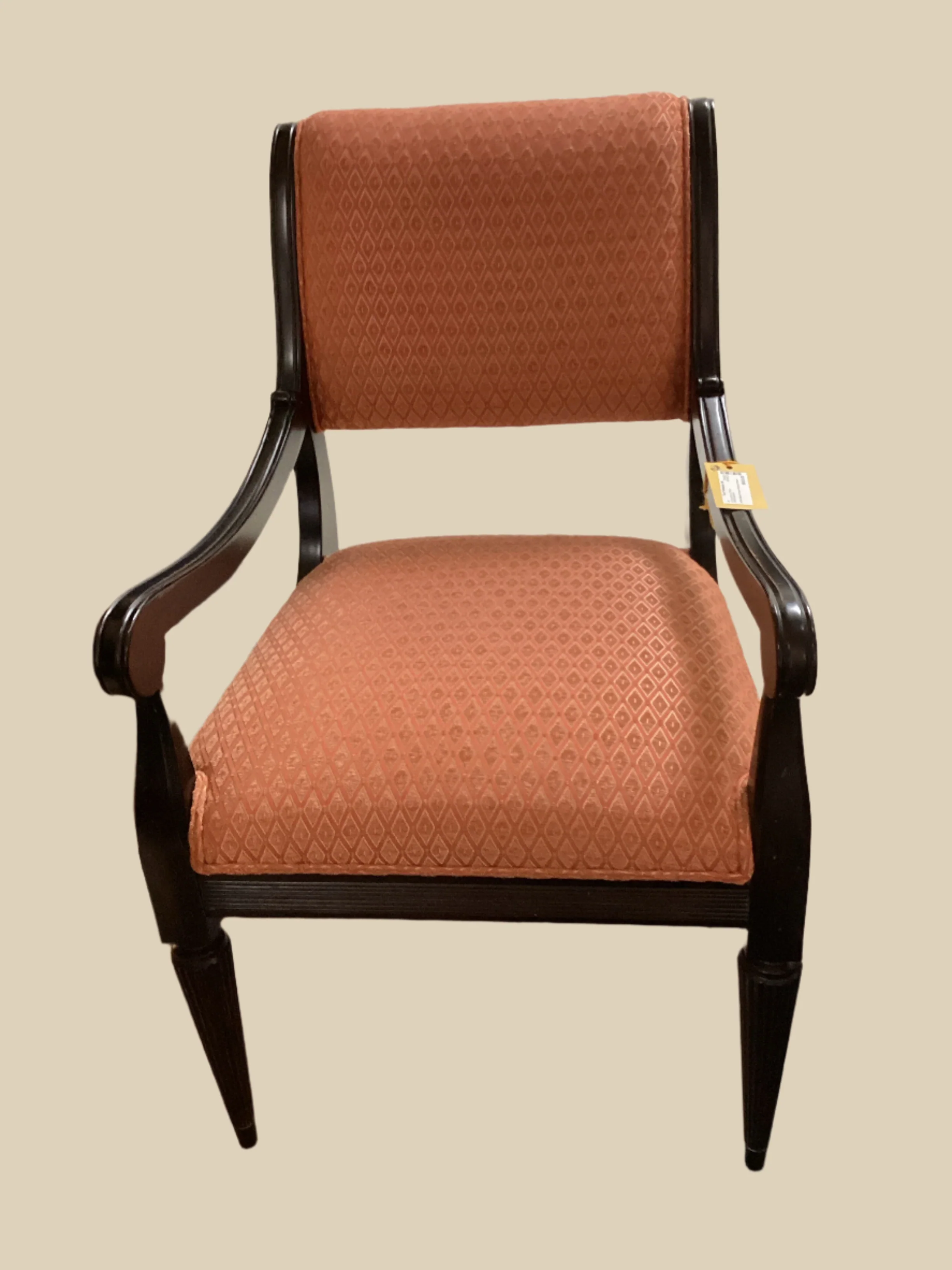 Pair Black Frame Orange Chairs