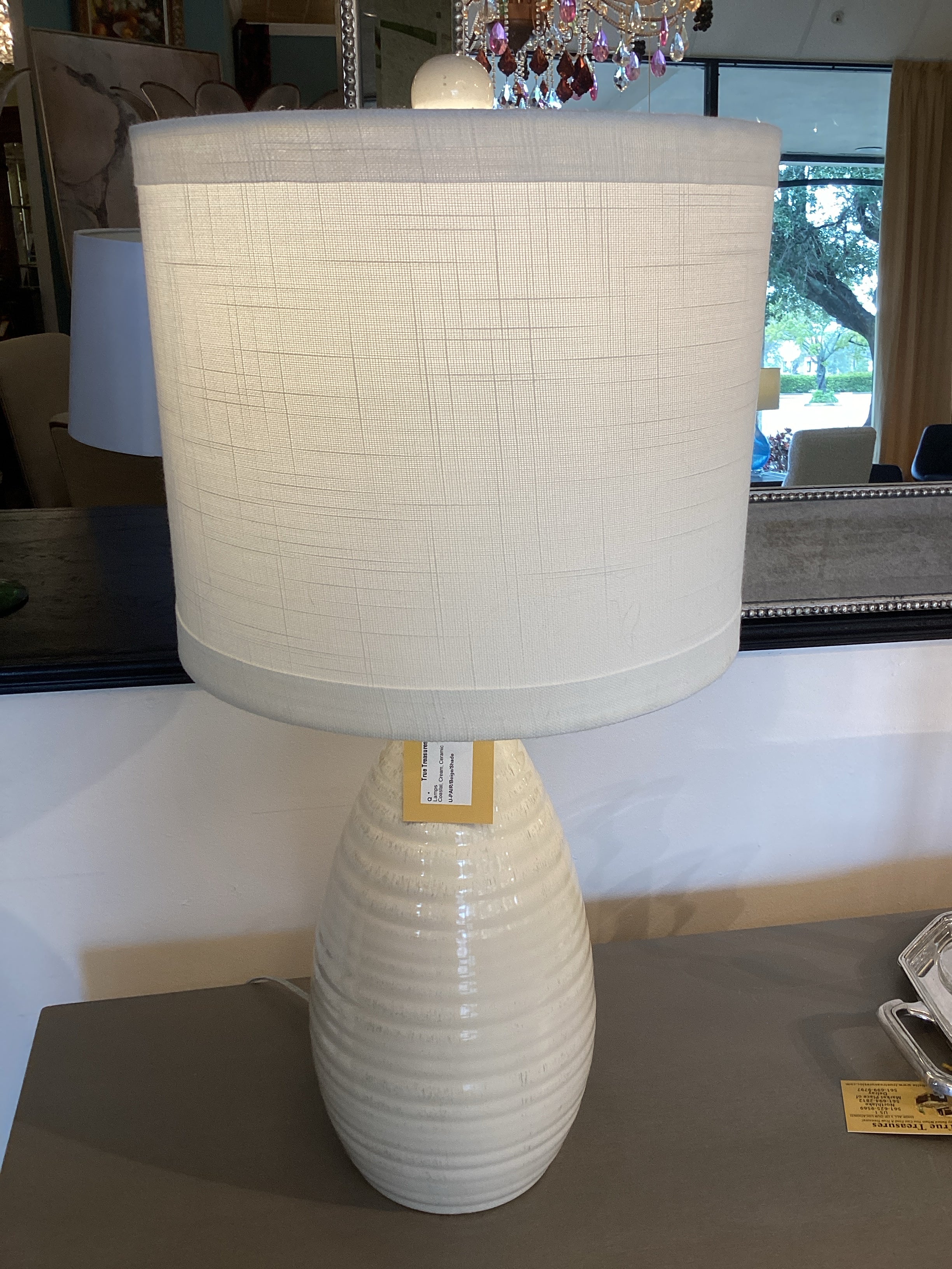 Pair of Beige Ceramic Lamps Coastal Feel - Image 2