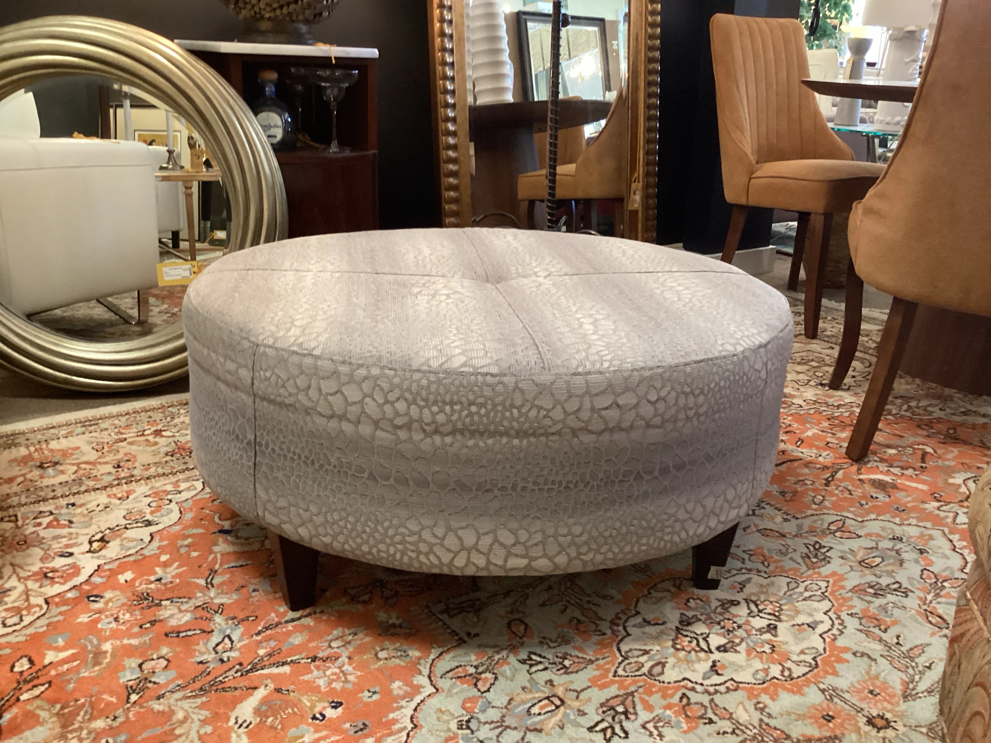 Round Grey Ottoman - Image 2