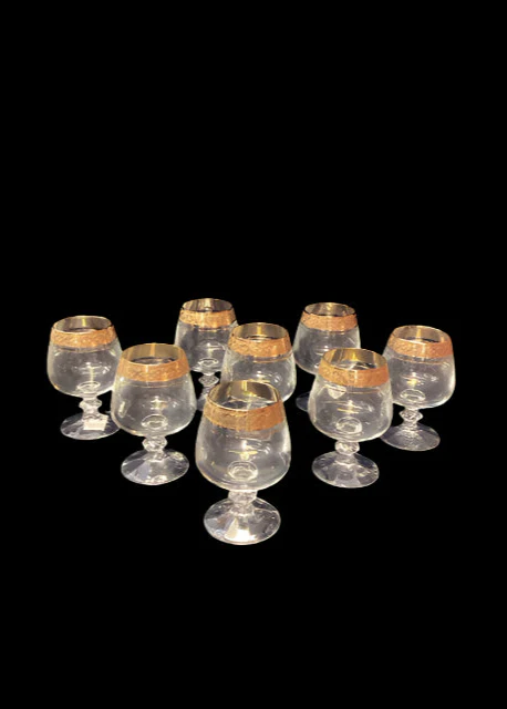 Set/8 Gilt Brandy/Cognac Glasses