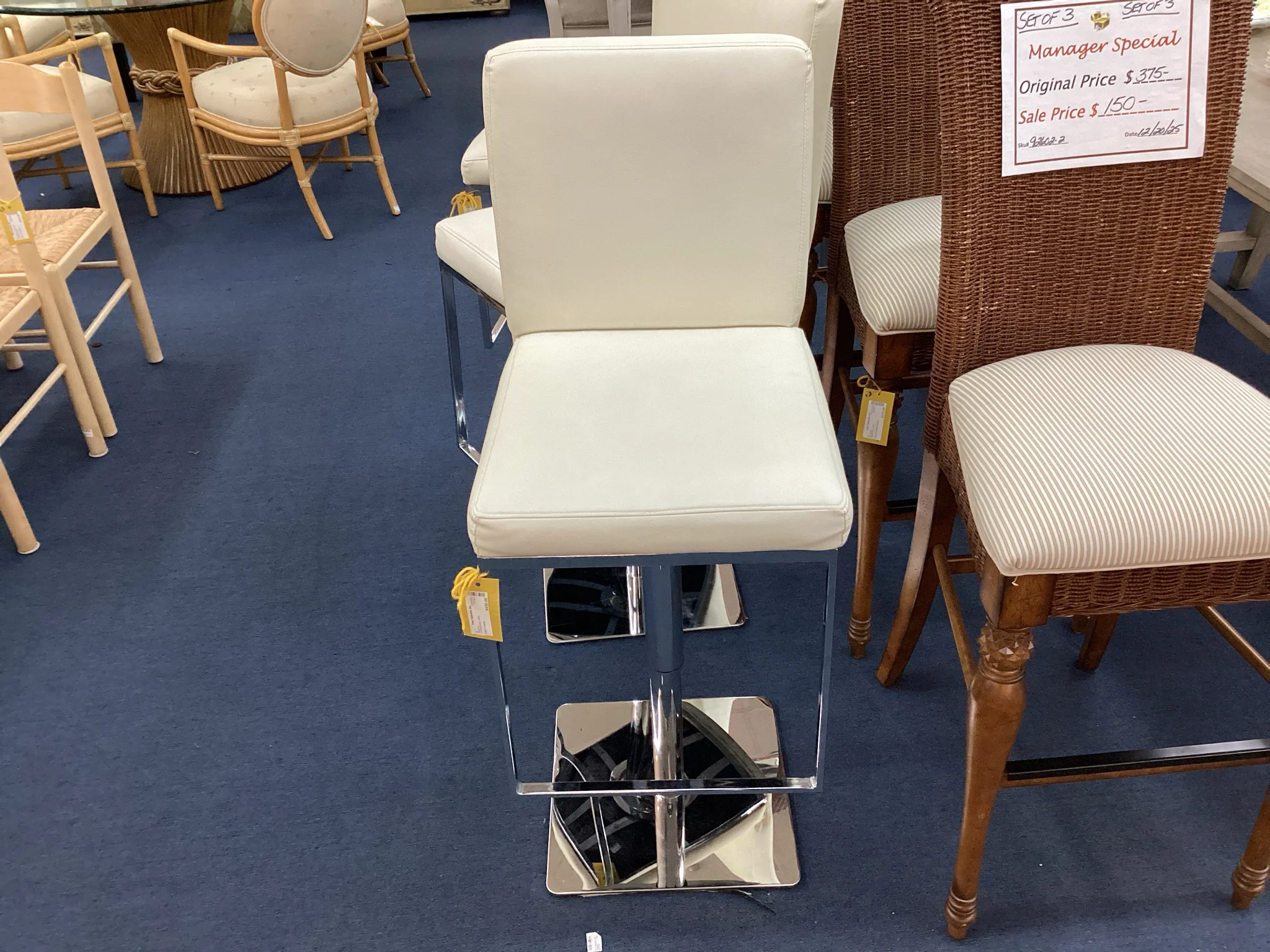 Set Of Three White Barstools - Image 2