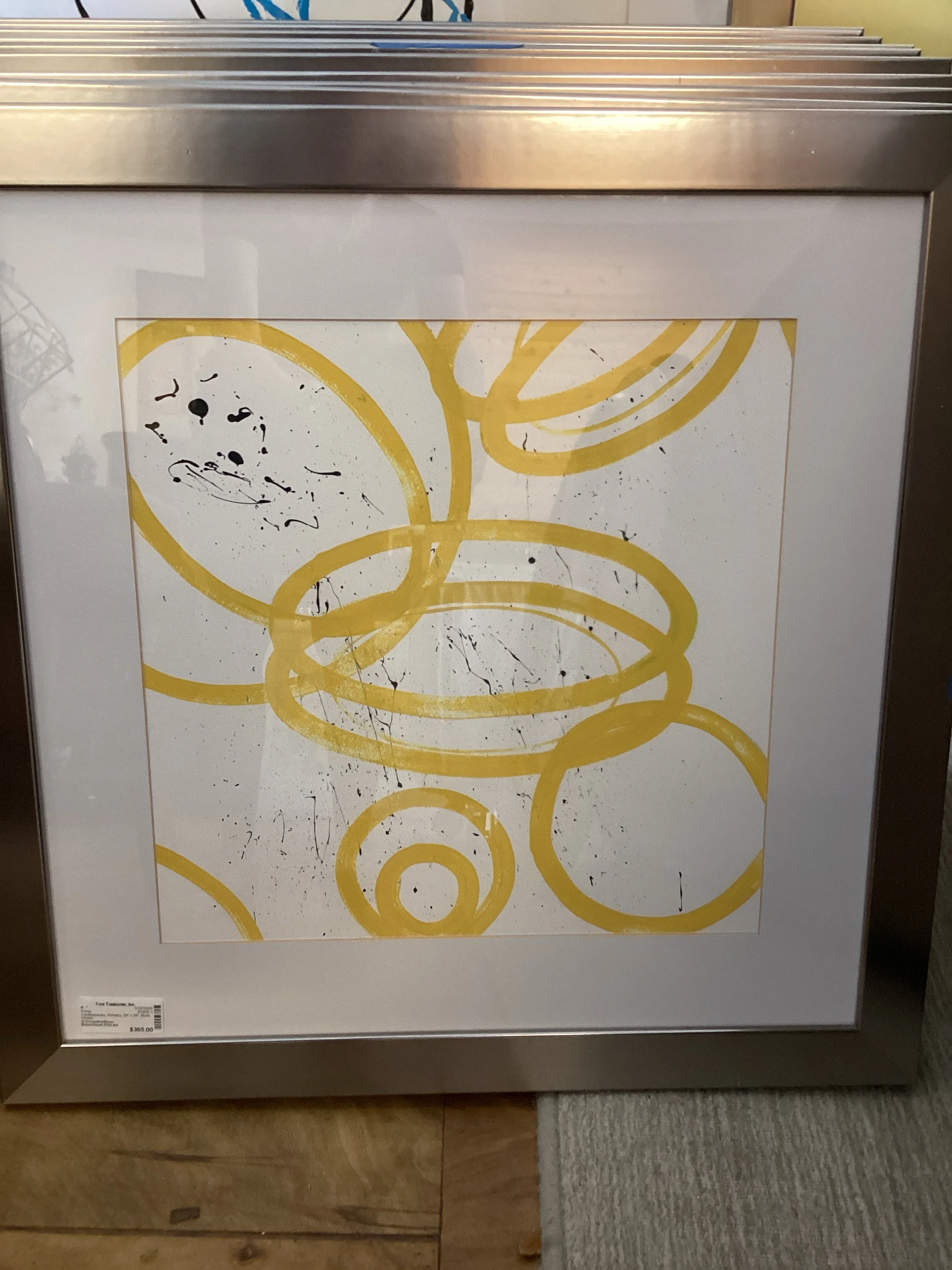 Square Abstract Circle Art Silver Frame