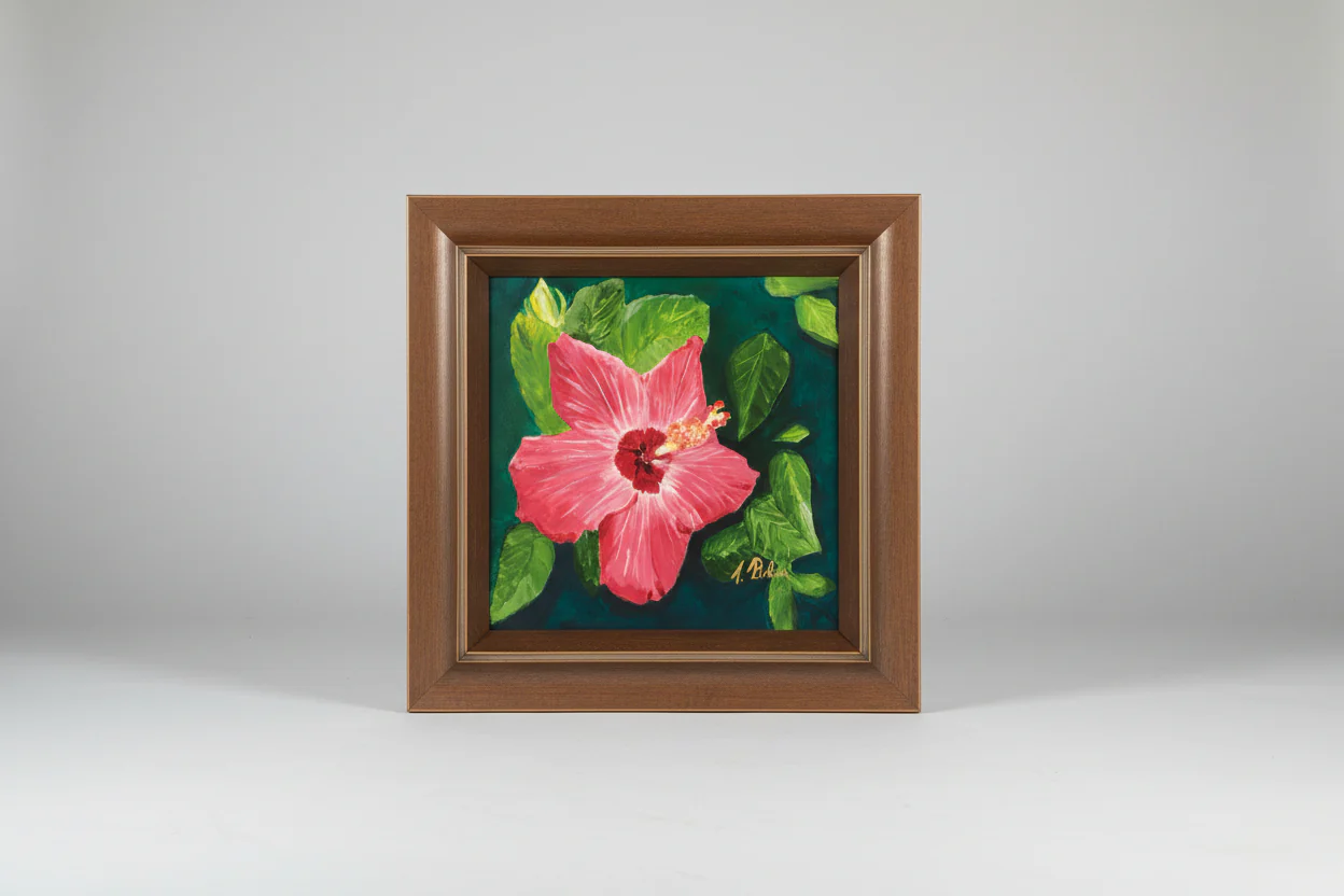 T Baker Hibiscus Acrylic On Canvas