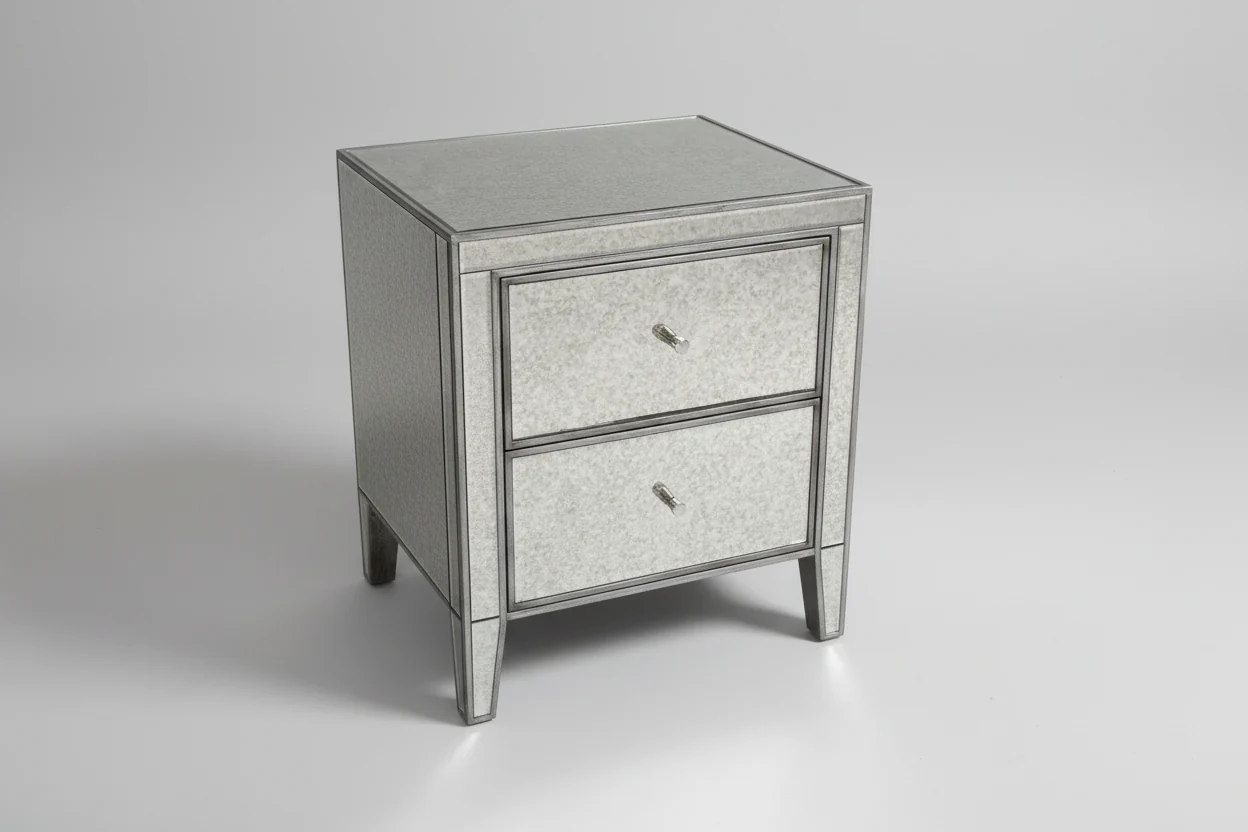 Two Drawer Mirrored Accent Table