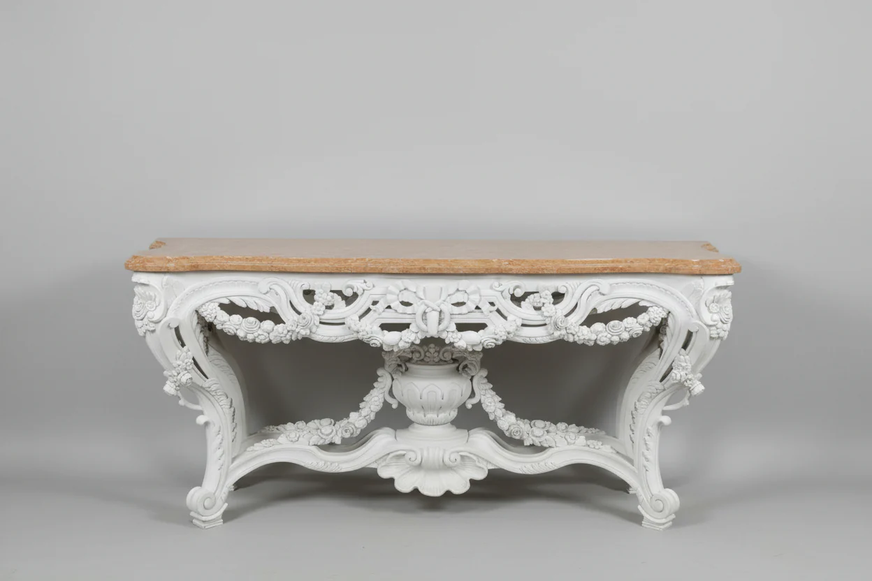 White Carved Console