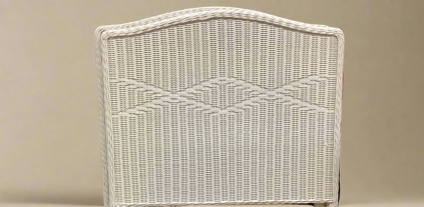White Rattan Twin Headboard