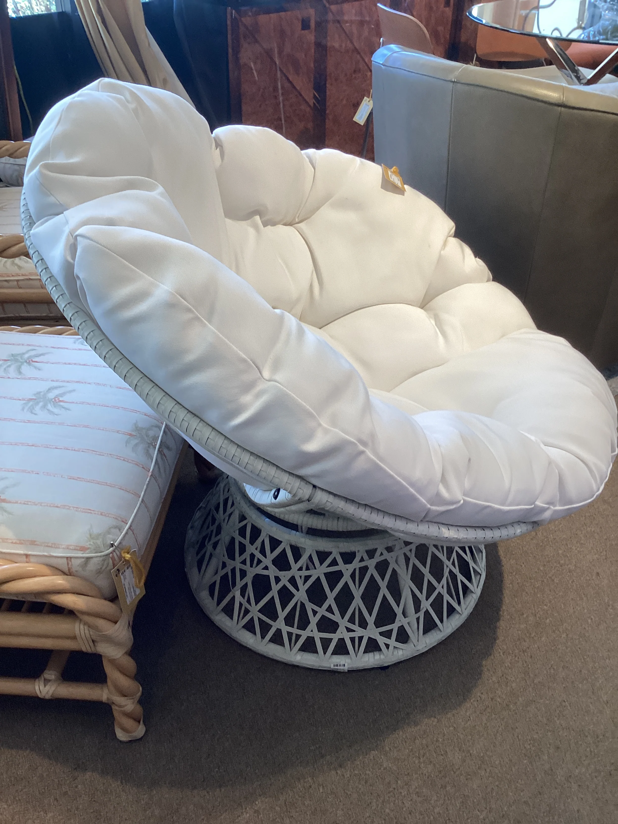 White Woven Chair Outdoor Fabric - Image 2